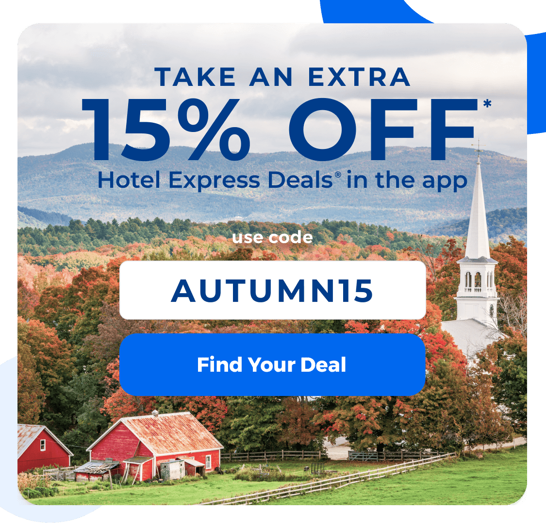 Rake in fall savings 15 off hotels! Priceline