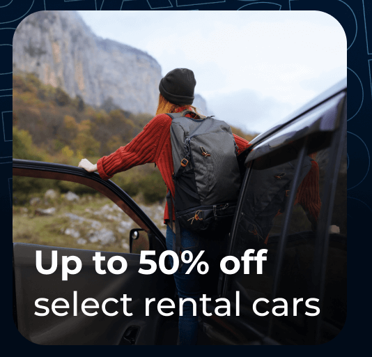 Up to 50% off rental cars.