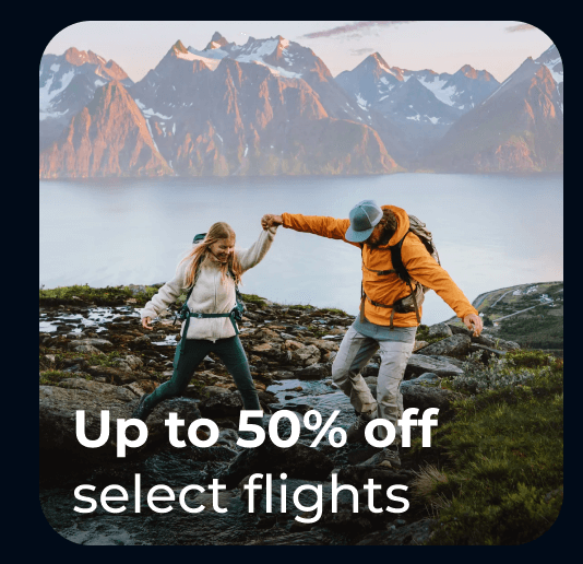 Up to 50% off select flights.