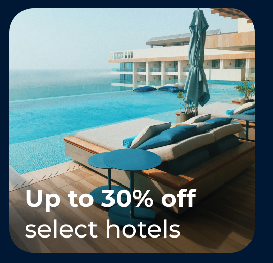 Up to 30% off hotels