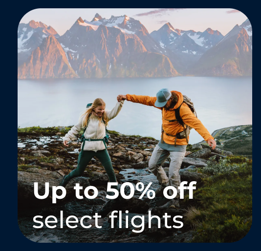 Up to 50% off select flight