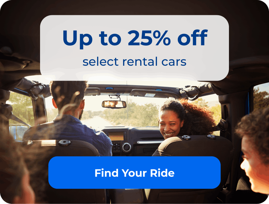 Up to 25% off select rental cars