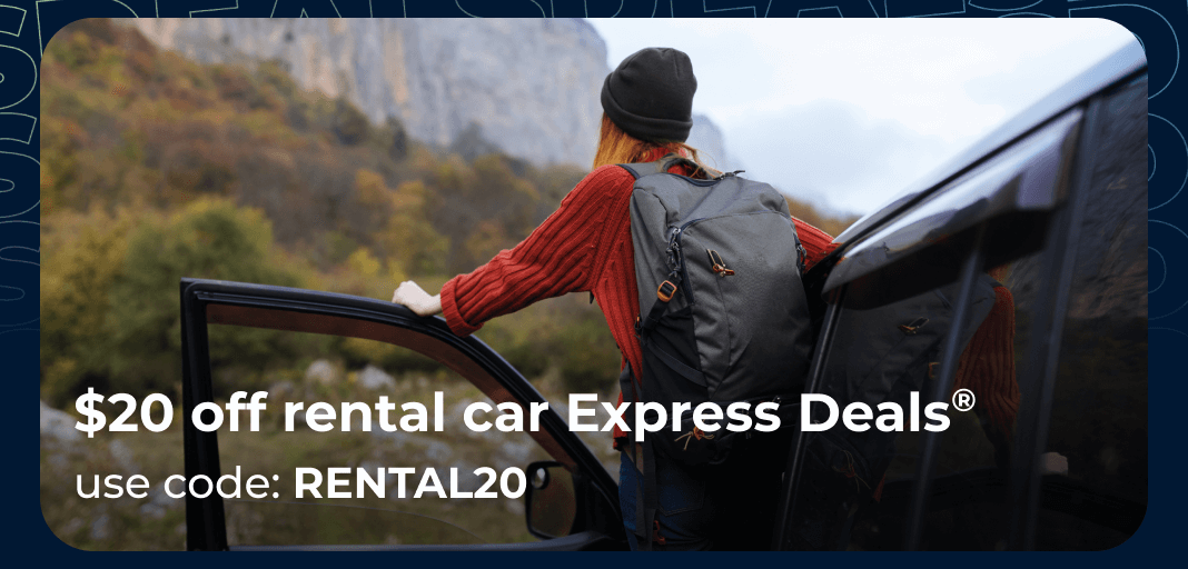 $20 off rental car Express Deals with code: RENTAL10