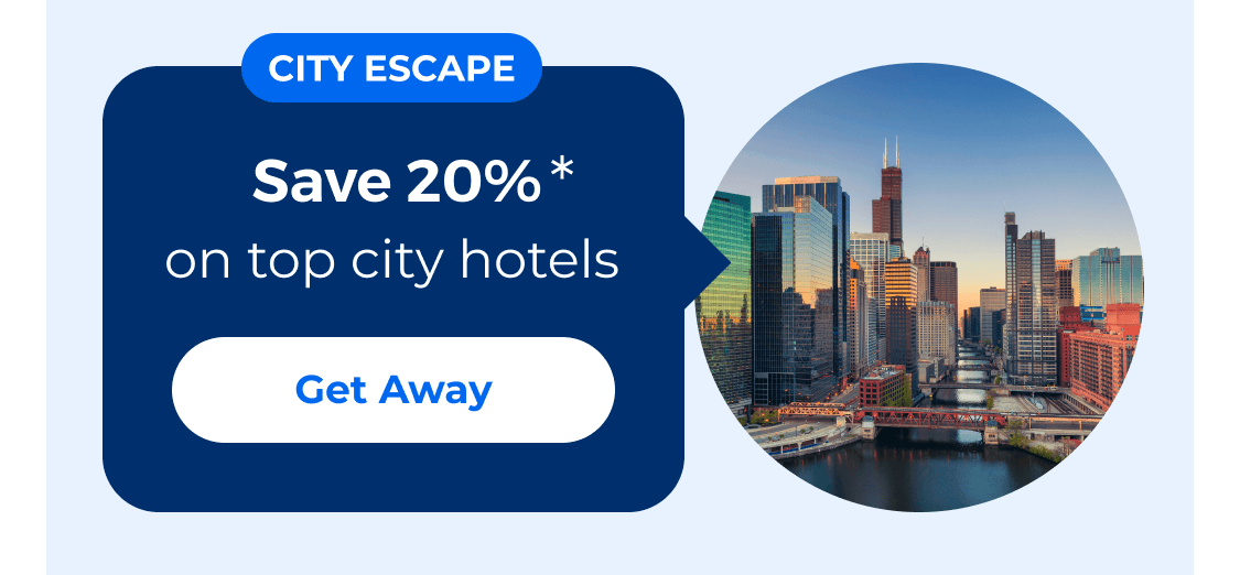 Save 20% on the top city hotels*