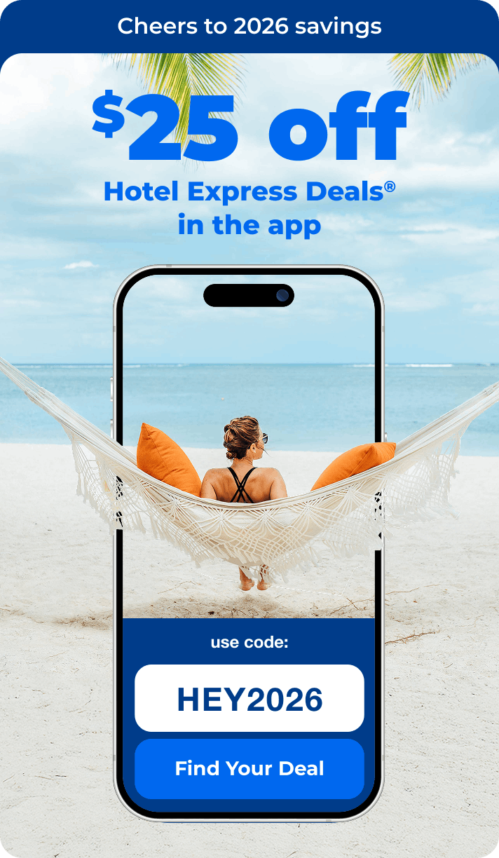 Take an extra $25 off Hotel Express Deals in the app