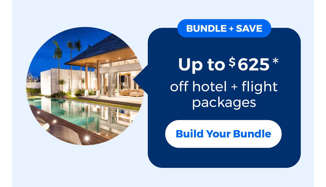 Up to $625 off hotel + flight packages