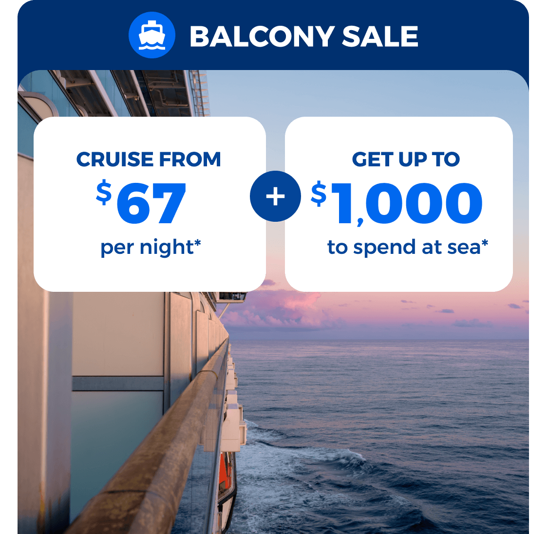 Balcony and suite deals at Priceline Cruises